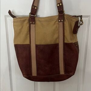 LUCKY BRAND Two- Tone Brown and Tan Women's Tote Bag 16x14”